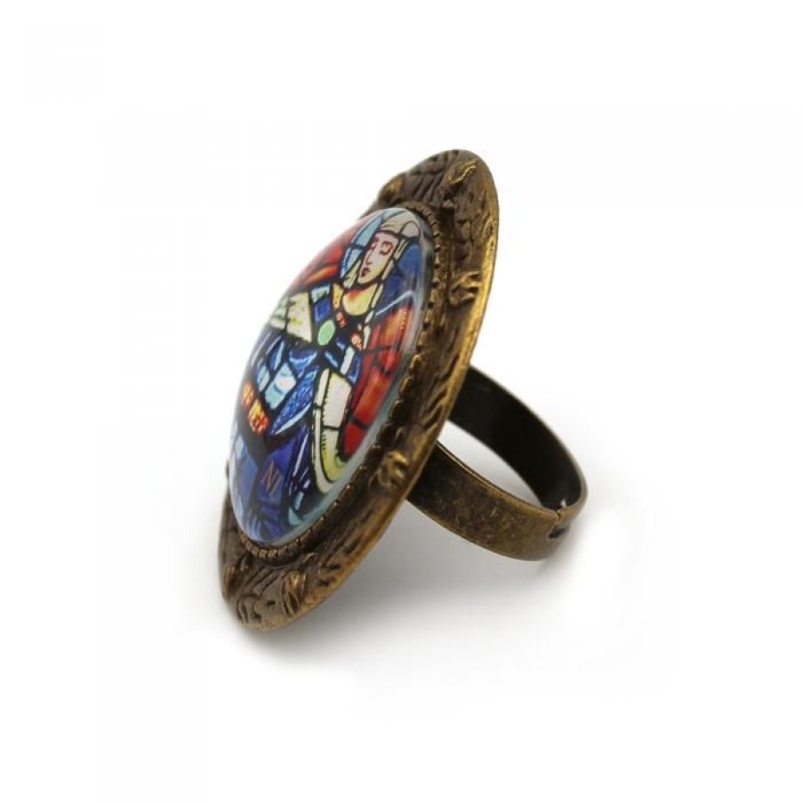 Bague Ronde Cabochon, Contour Decor Floral, Vierge | CATHEDRALE de reims Online