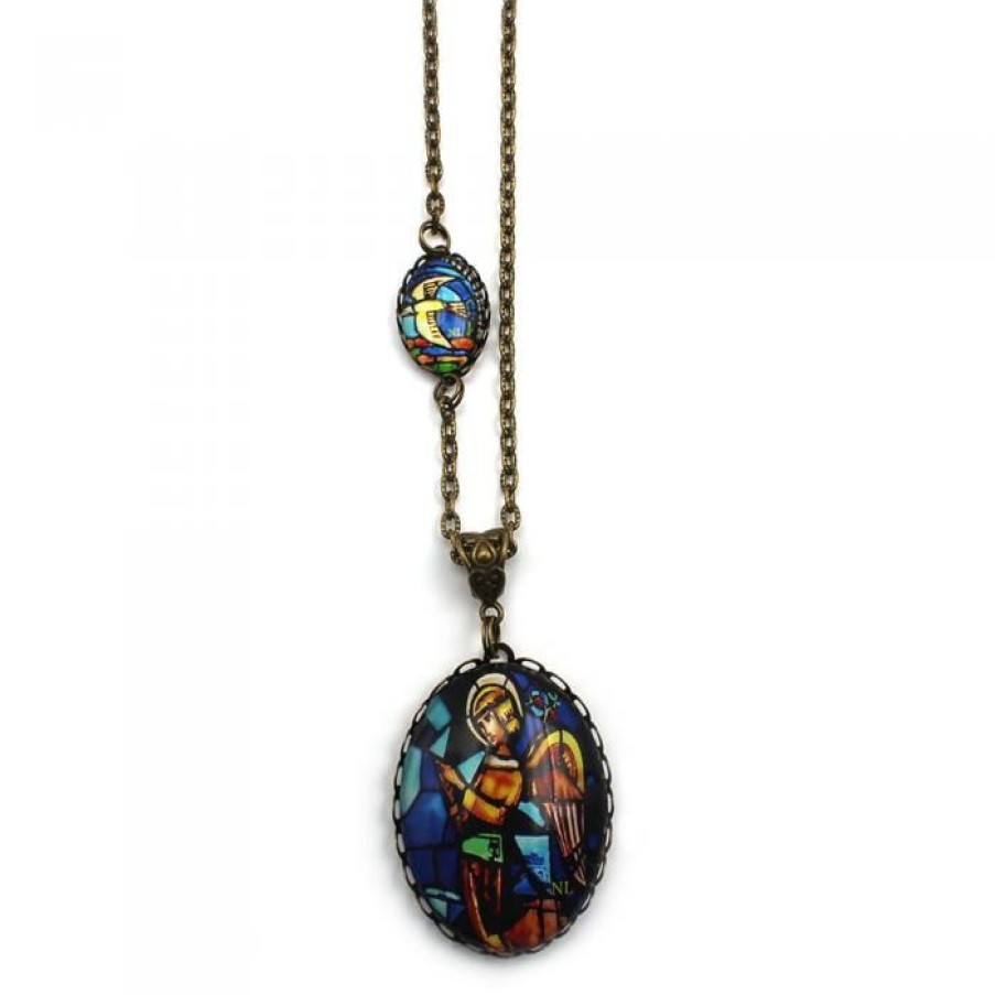 Collier 2 Cabochons Ange Et Colombe | CATHEDRALE de reims Clearance