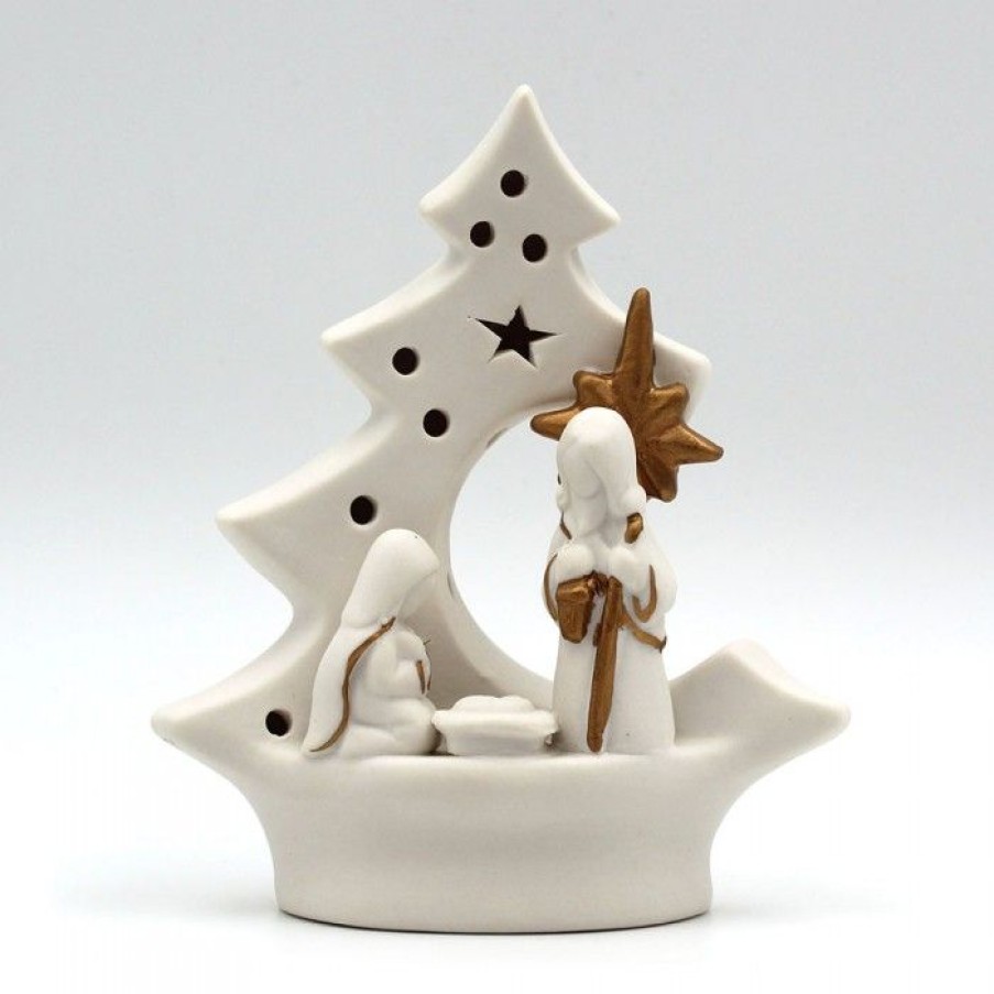 Nativite Sapin Ceramique Blanche Et Or | CATHEDRALE de reims Clearance