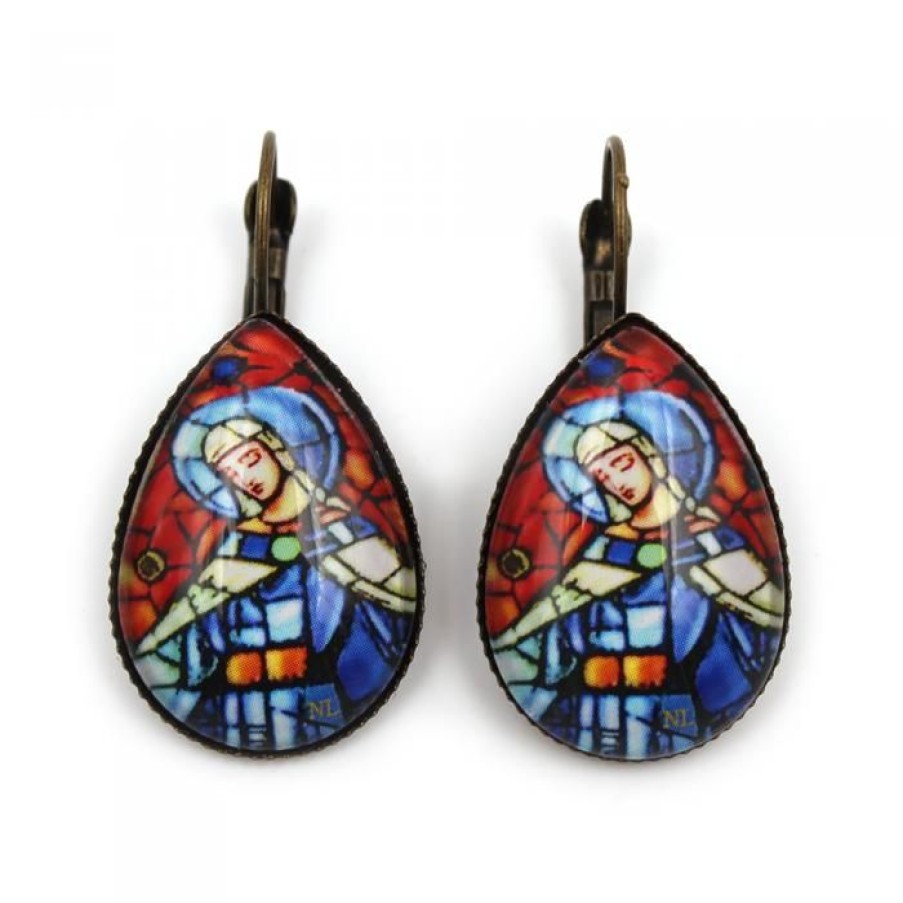 Boucles D'Oreilles Dormeuses Goutte, Vierge | CATHEDRALE de reims New