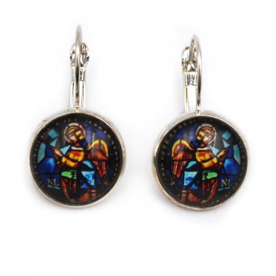 Boucles D'Oreilles Dormeuses Rondes, Argente, Ange | CATHEDRALE de reims Wholesale