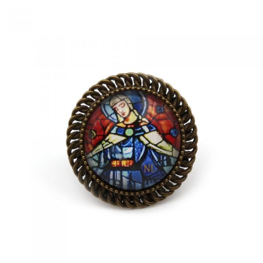 Bague Ronde Cabochon, Contour Tresse, Vierge | CATHEDRALE de reims Clearance