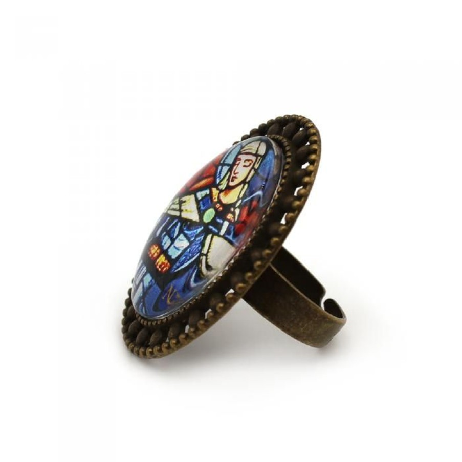 Bague Ovale Cabochon, Contour Ajoure, Vierge | CATHEDRALE de reims Online