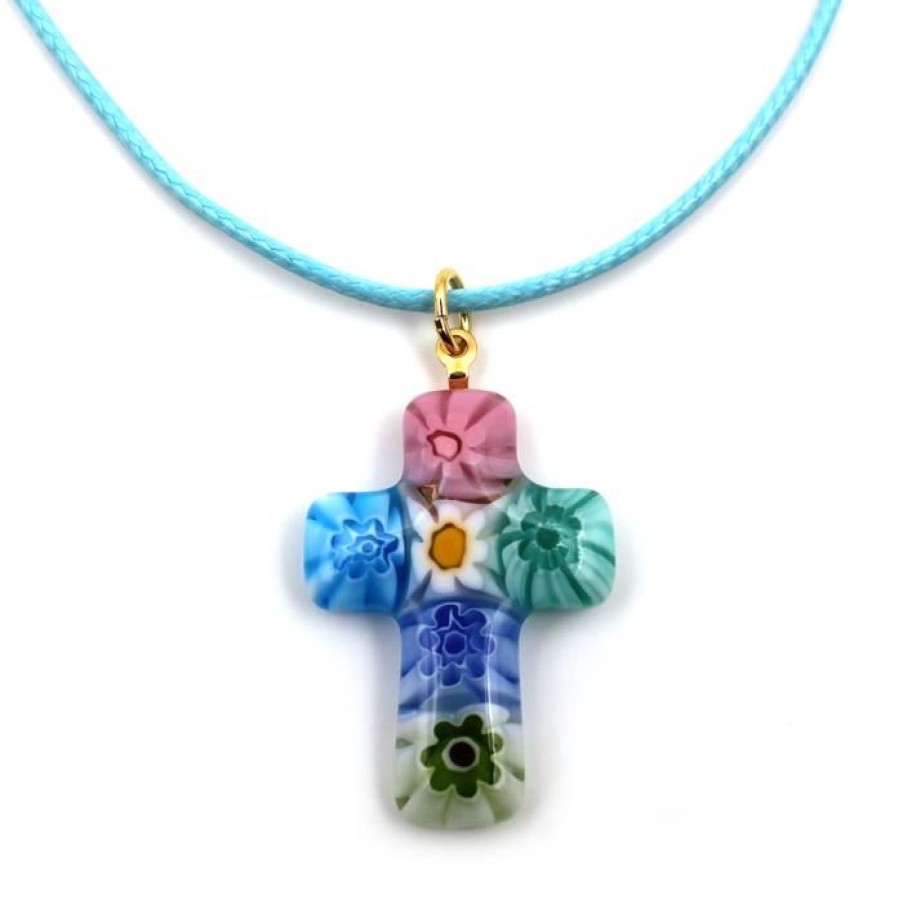 Croix De Murano Cordon Turquoise | CATHEDRALE de reims Online