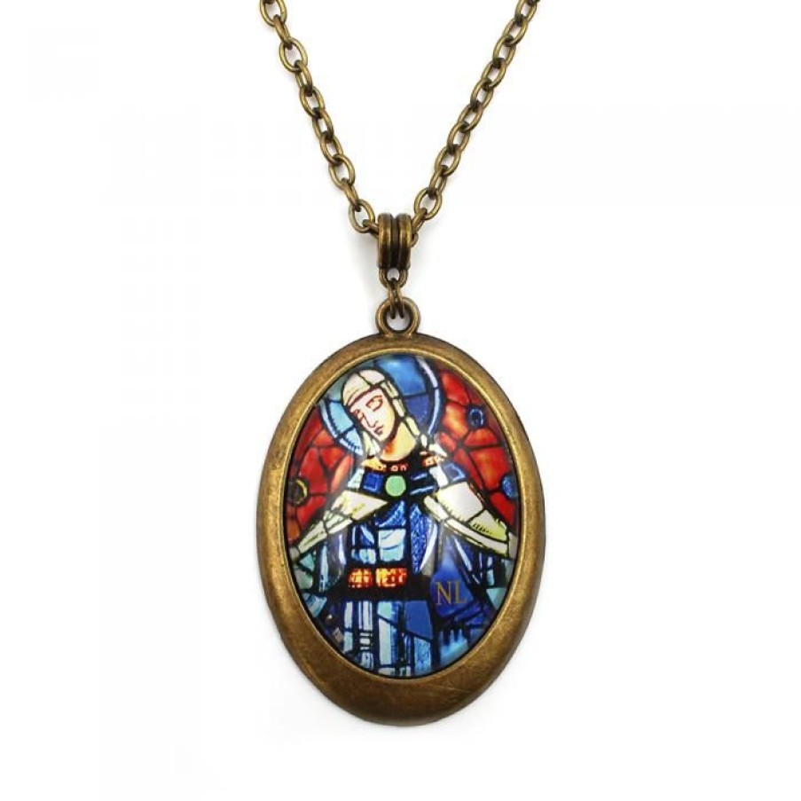 Collier Medaillon Ovale Art Deco, Vierge | CATHEDRALE de reims Clearance